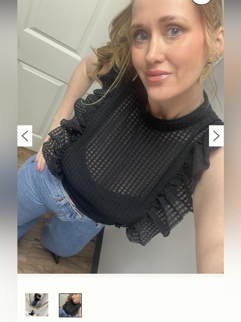 Maeve Cropped Ruffle Mesh Top - Picture 4 of 9